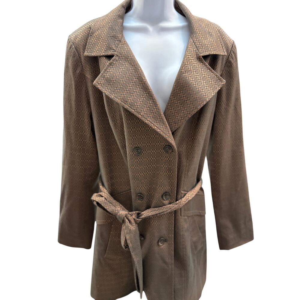 Ellen Tracy women XL double breast tweed mid length coat belted - Picture 1 of 5